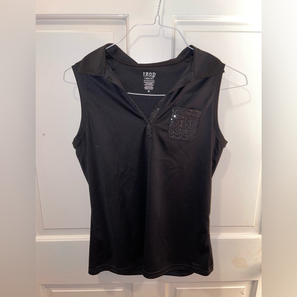 Black IZOD Golf Tank Top with Sequin Pocket - Size Medium